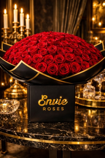 Luxury Valentine's Day red rose bouquet with premium gift wrapping for UK delivery