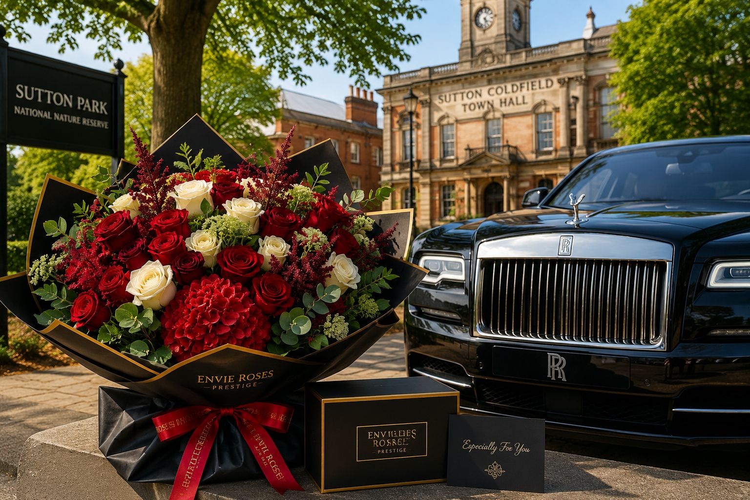 Luxury same day flower delivery in Sutton Coldfield by Envie Roses Prestige featuring premium rose bouquet.